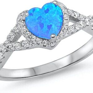 CHOOSE YOUR COLOR Sterling Silver Heart Halo Promise Ring